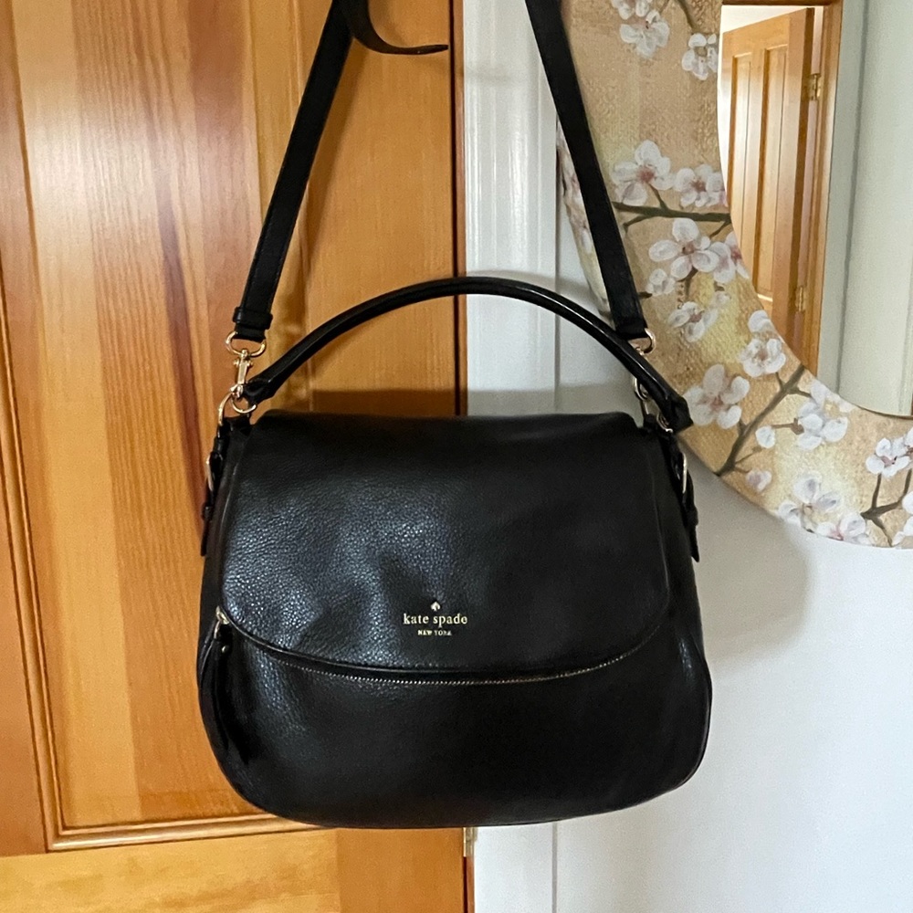 Kate spade large black leather bag